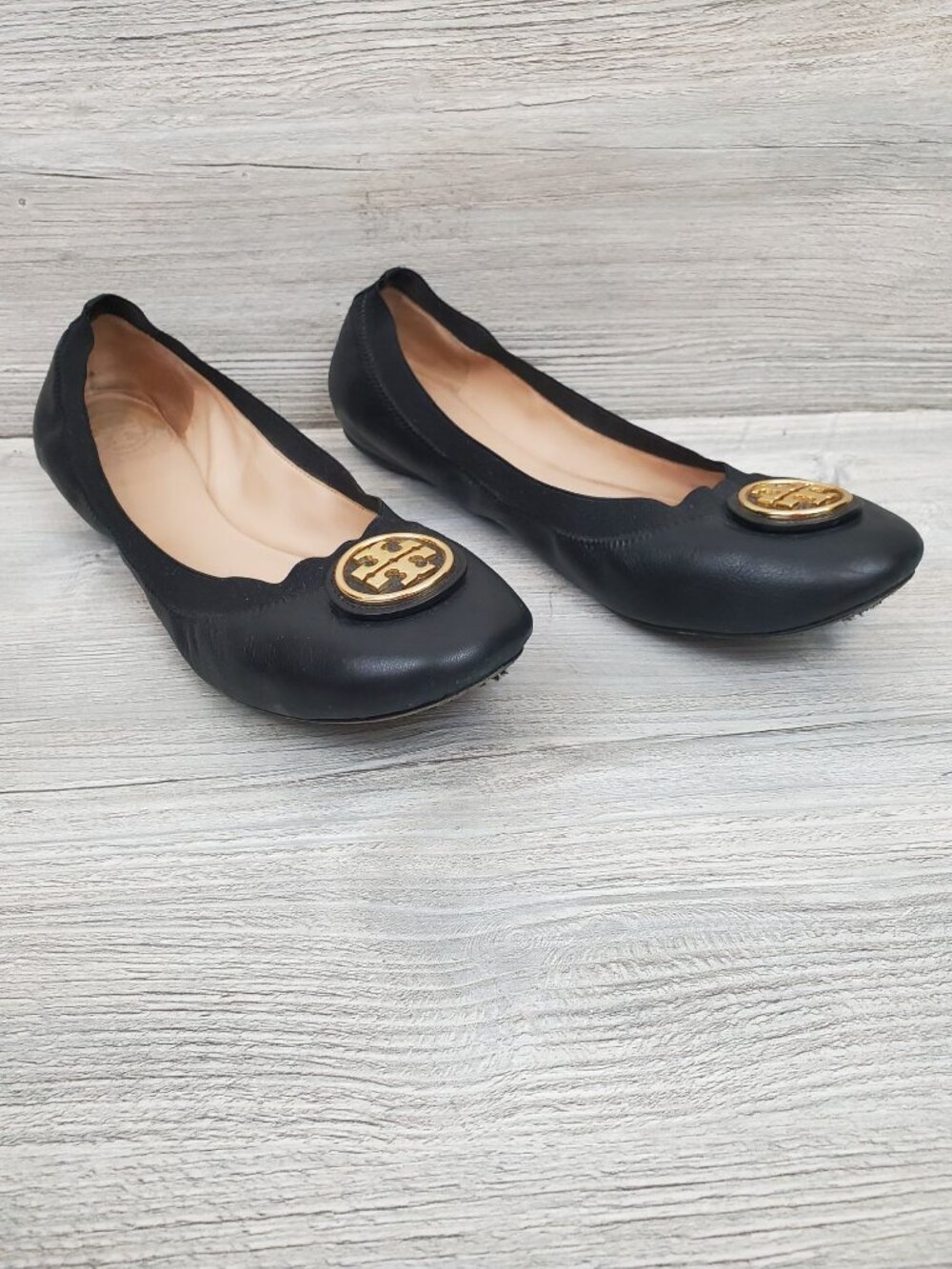 Tory Burch Caroline 2 ballet flats in black; size 11M